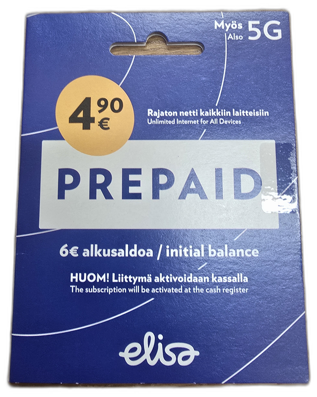 Elisa Prepaid -liittymäkortti Käyttämätön hyvä kuntoinen
